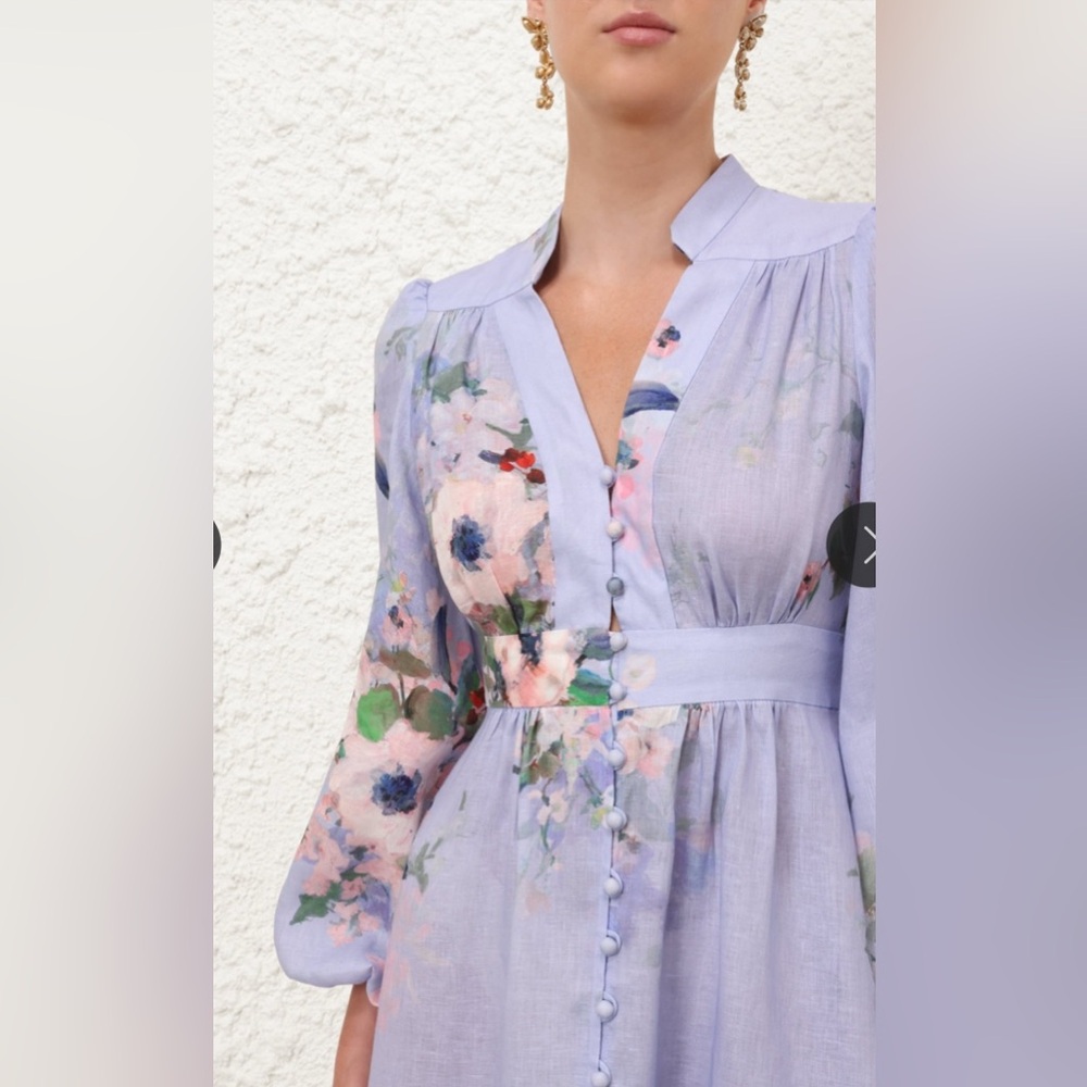 NWT $850 ZIMMERMANN Everley Plunge MIDI Dress Size AU 4 US 10-12 - Picture 6 of 15